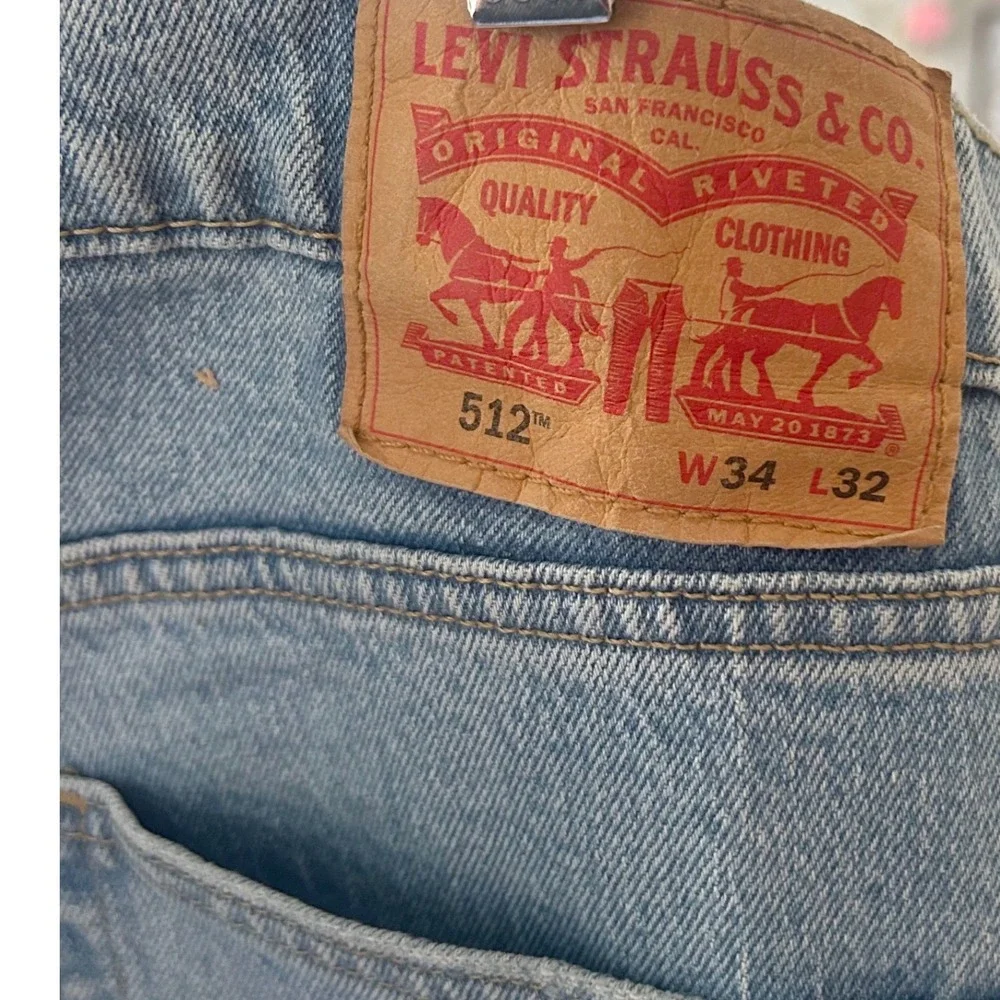 Levis 512 Slim Taper Mens Jeans Light Wash Blue‎ W34 L32 Denim Pants